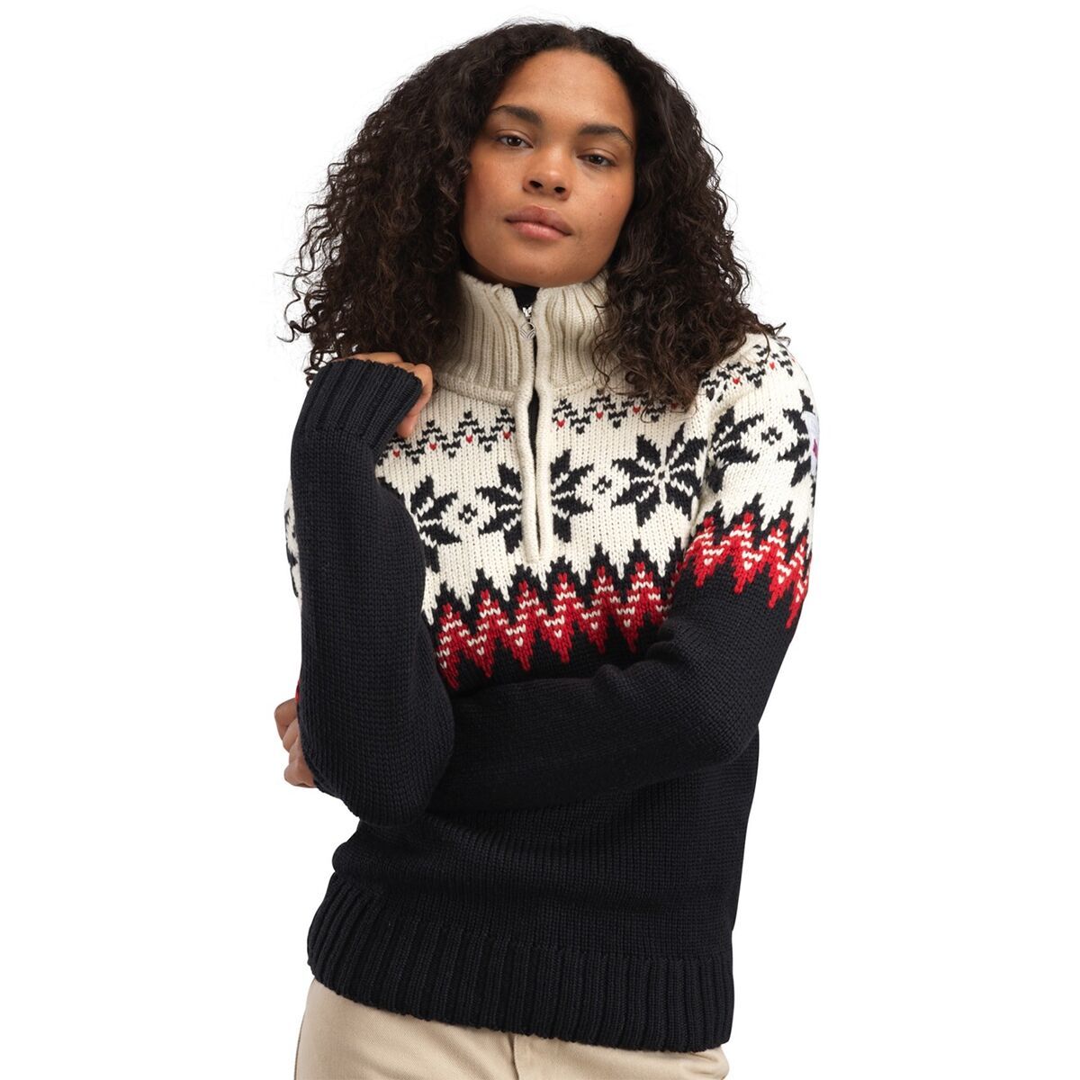 Dale of Norway Myking Sweater - Women's Black/Raspberry/Off White, M