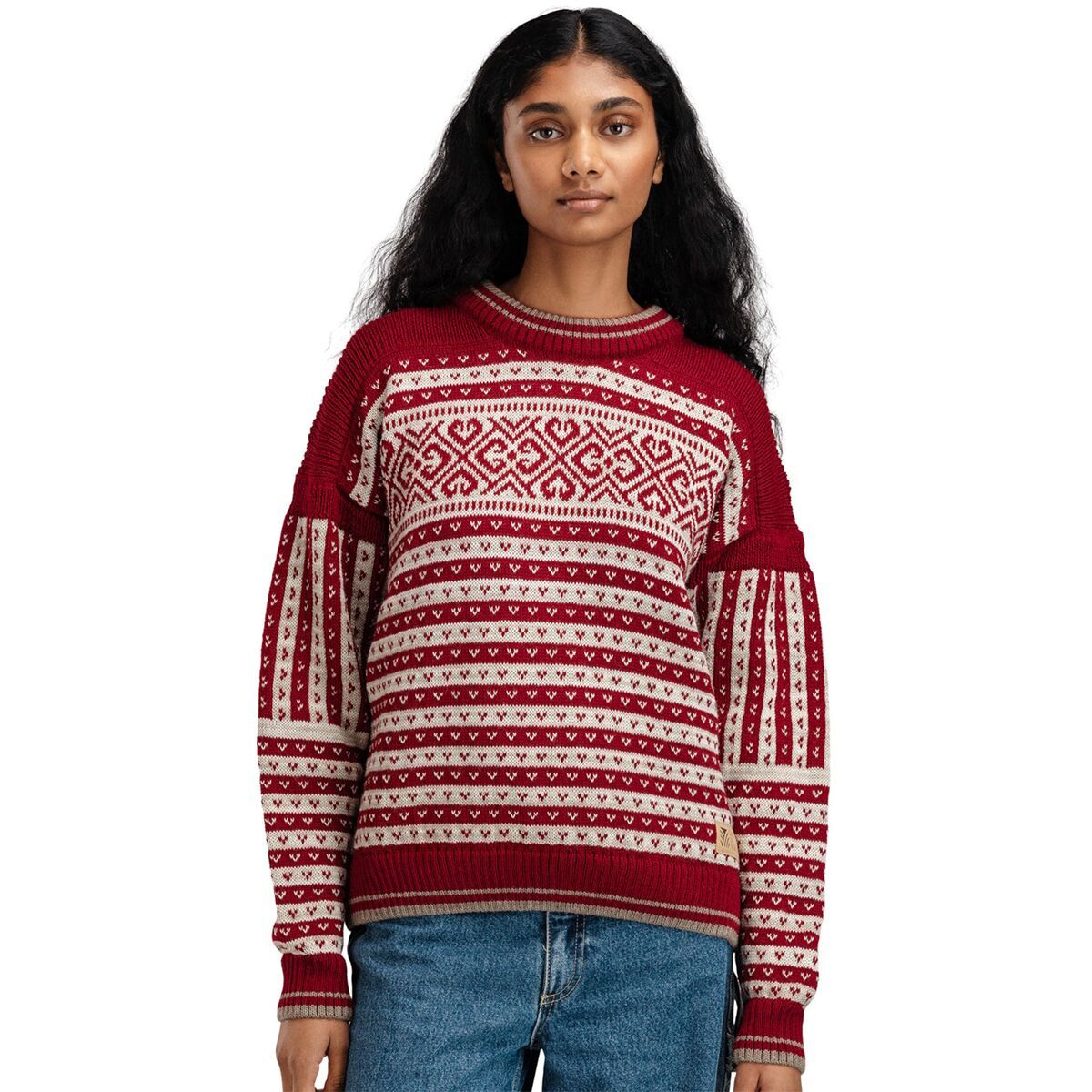 Image of Dale of Norway Ramberg Sweater - Women's Red Rose/Mountainstone/Sand Melange, L