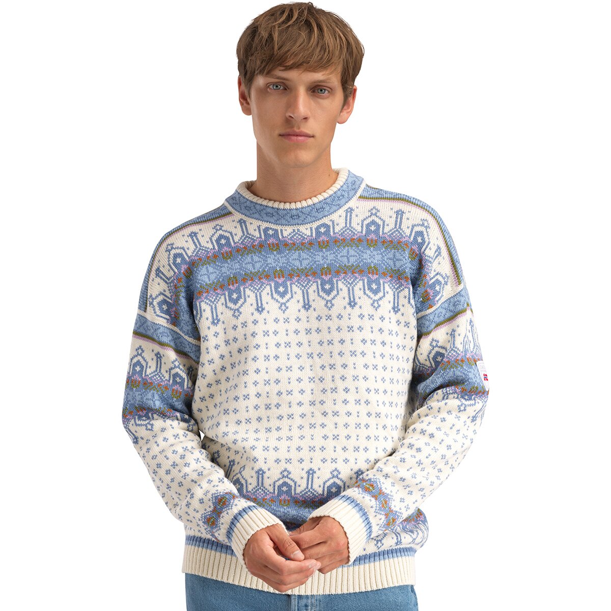Image of Dale of Norway Albertville Sweater - Men's Offwhite Blue Shadow, L