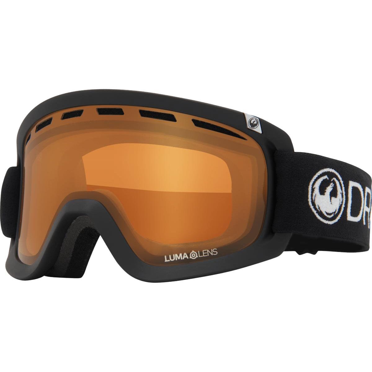 Dragon D2 Base Mto 2 Goggles Black/Lumalens Amber Lens, One Size