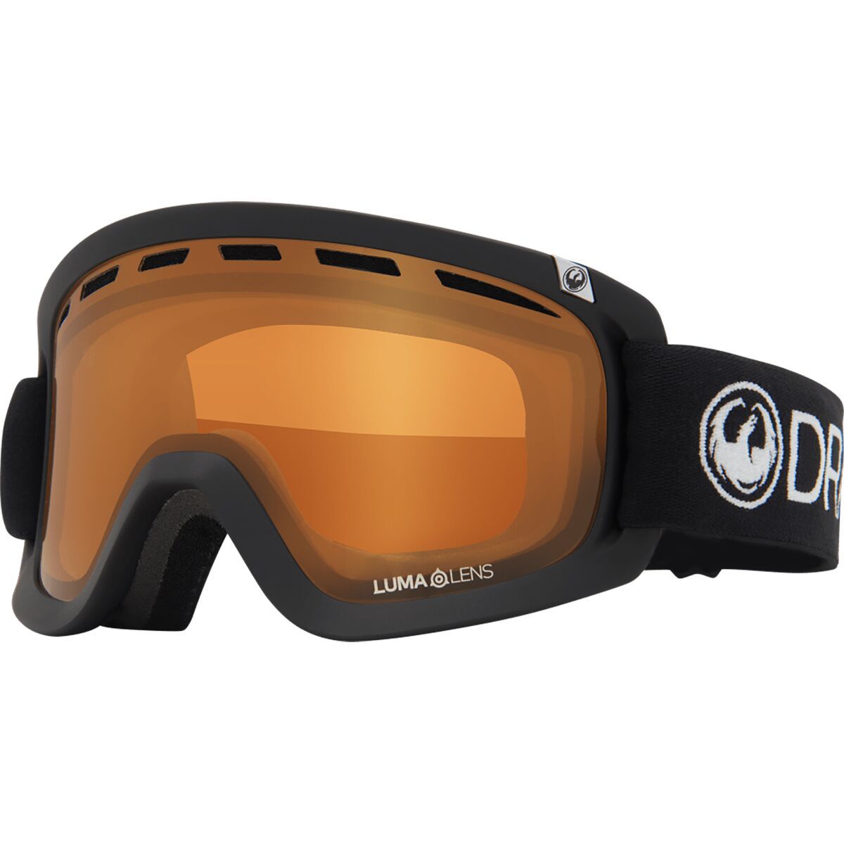Dragon D2 Ski Goggles Black/Luma Lens Amber, One Size