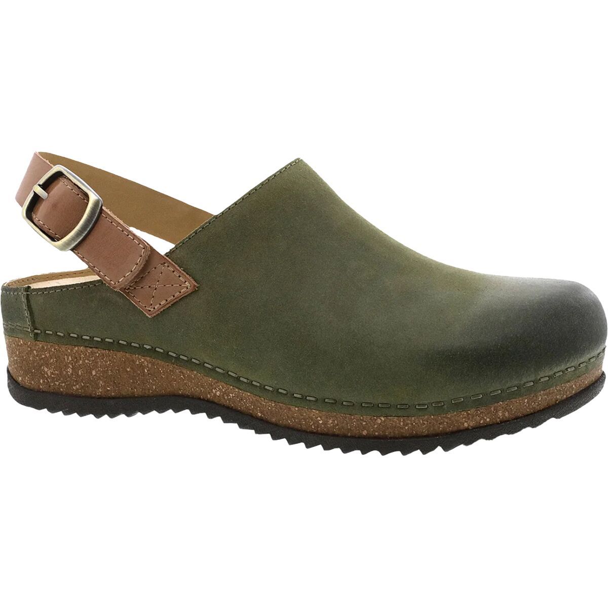 Image of Dansko Merrin Clog - Women's Olive Burnished Suede, 39.0