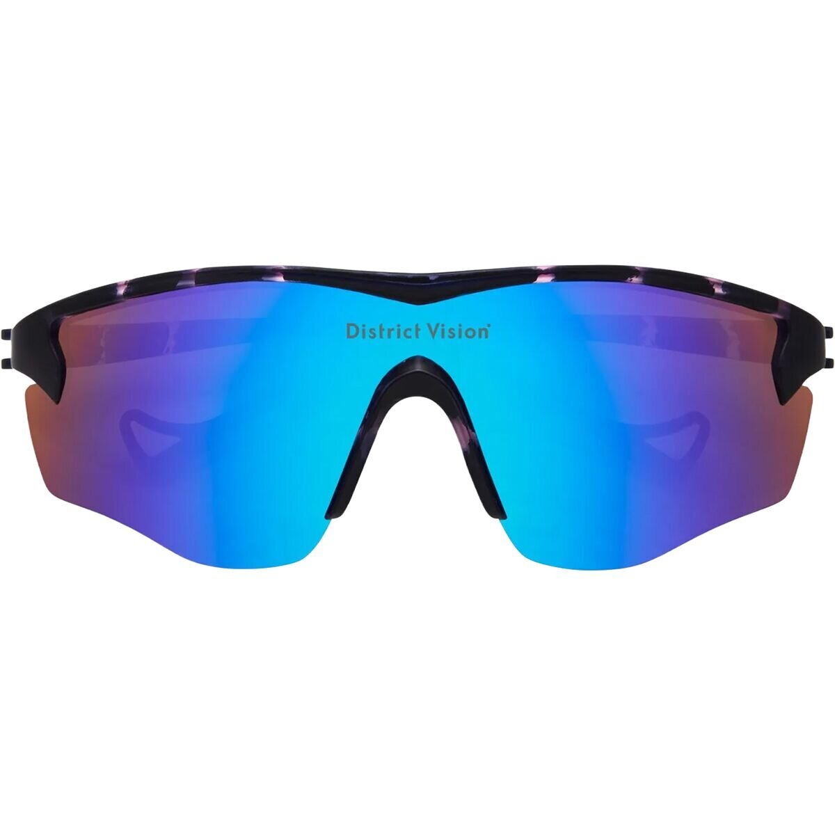 Image of District Vision Koharu Eclipse Sunglasses Navy Pink Mosaic/D+ Blue Mirror, One Size