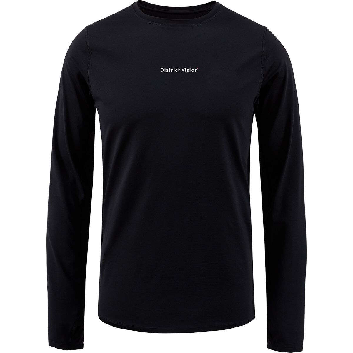 Image of District Vision Ultralight Aloe Long Sleeve T-Shirt - Men's Black Wordmark, XL