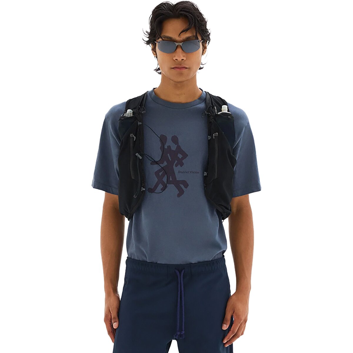 Image of District Vision California Cotton T-Shirt Runners Warm Blue, XL