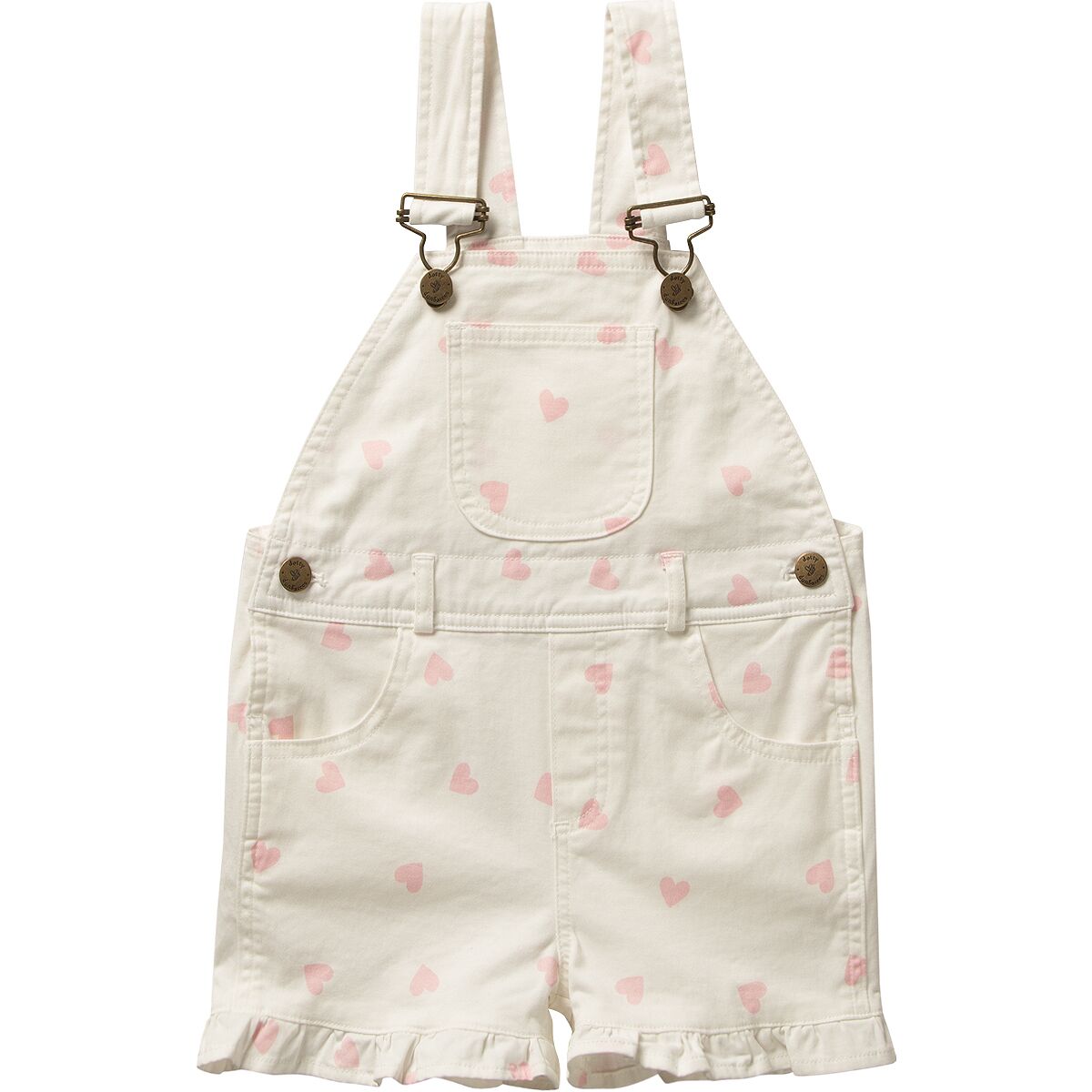 Dotty Dungarees Pink Heart Frill Short - Toddlers'
