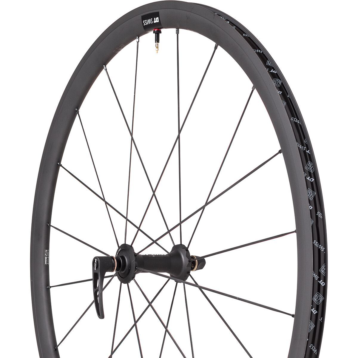 Image of DT Swiss PR 1400 DICUT OXiC 32mm Road Wheel - Tubeless Black, Front