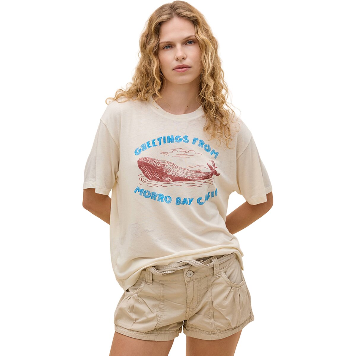 Image of DAYDREAMER Greetings From Morro Bay Burnout Boyfriend T-Shirt - Women's Stone Vintage, XS