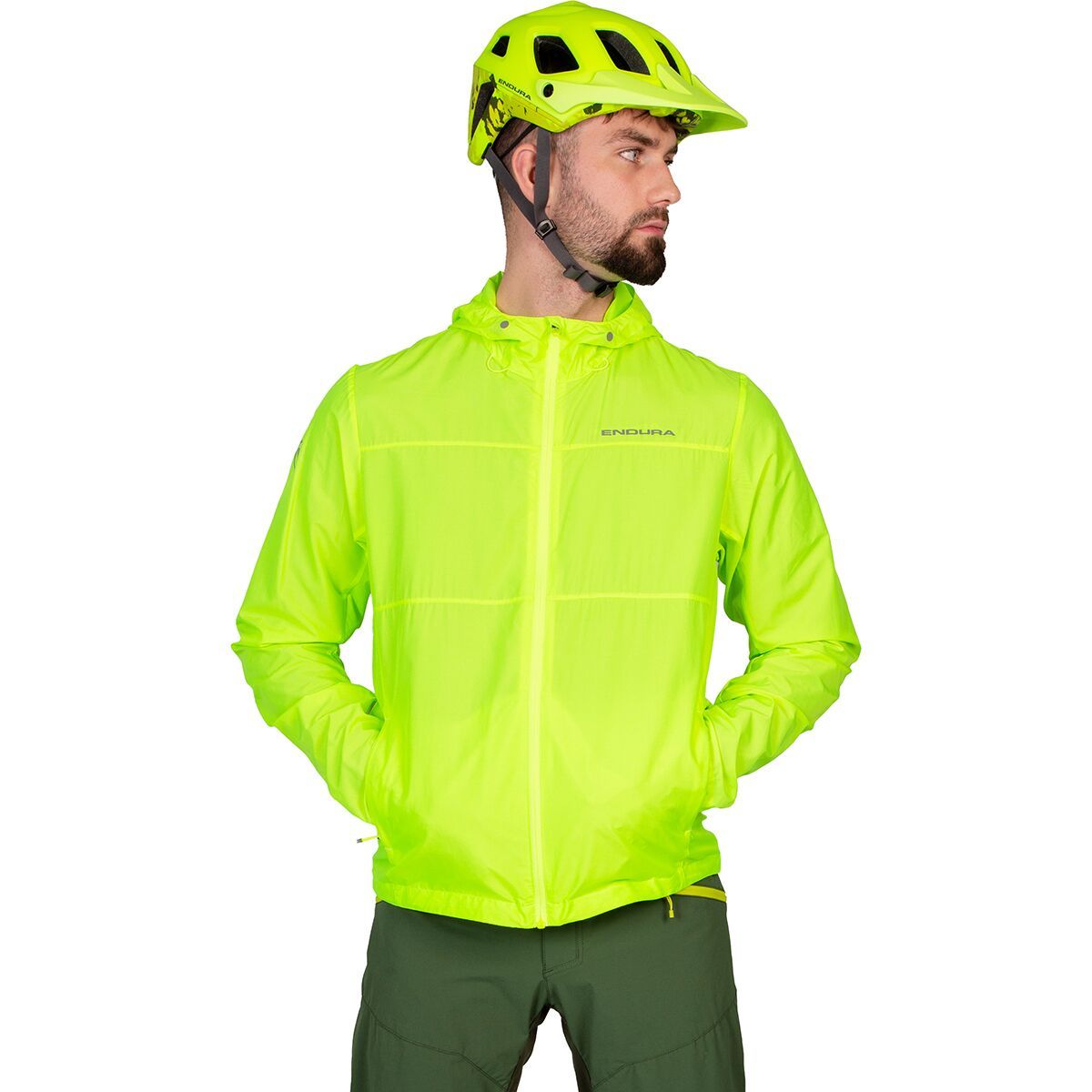 Image of Endura Hummvee Waterproof Cycling Shell Jacket - Men's Hi Viz Yellow, S