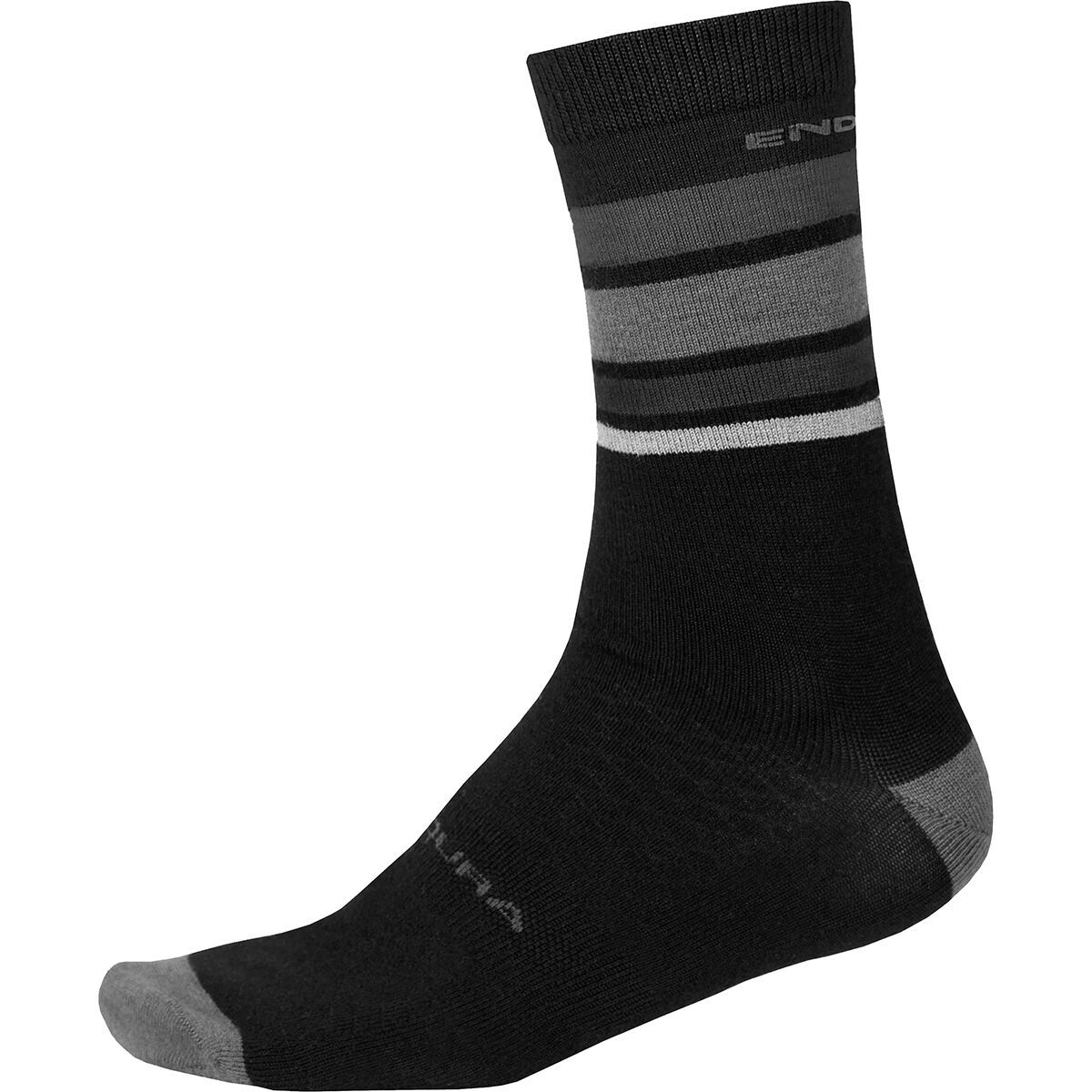 Endura BaaBaa Merino Stripe Sock Matte Black, S/M