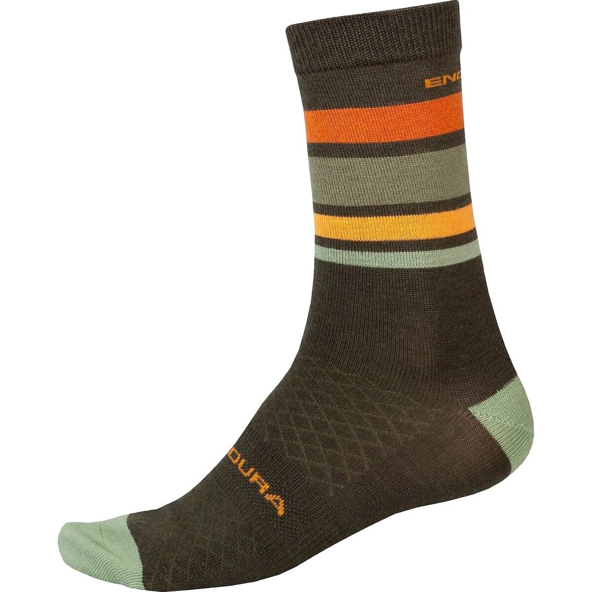 Endura BaaBaa Merino Stripe Sock Olive Green, S/M