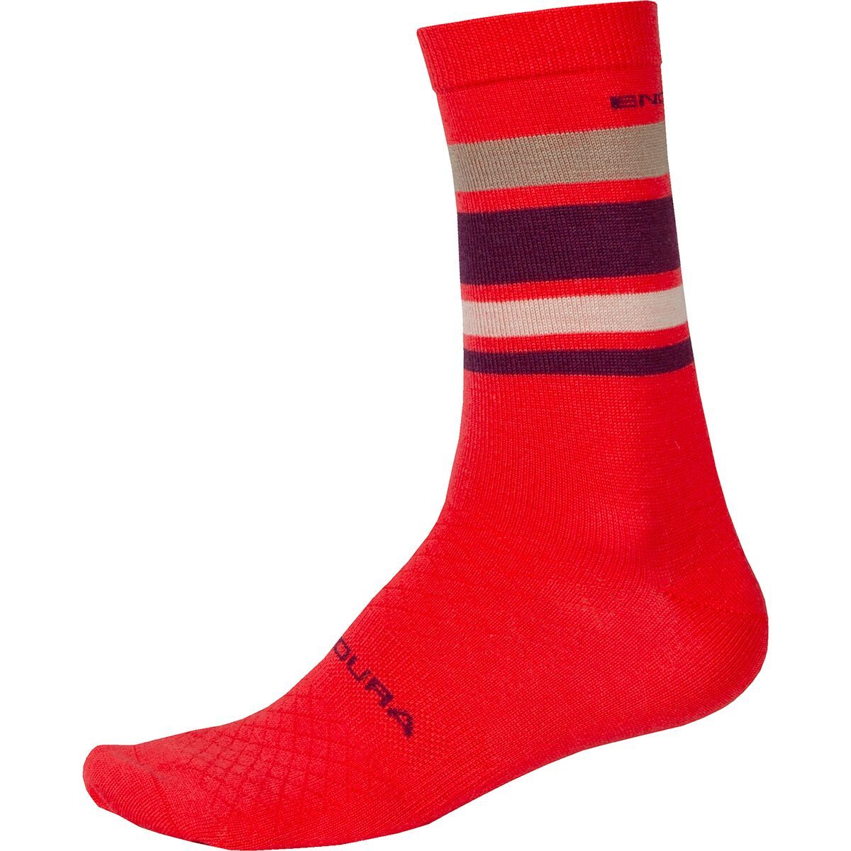 Image of Endura BaaBaa Merino Stripe Sock Pomegranate, S/M