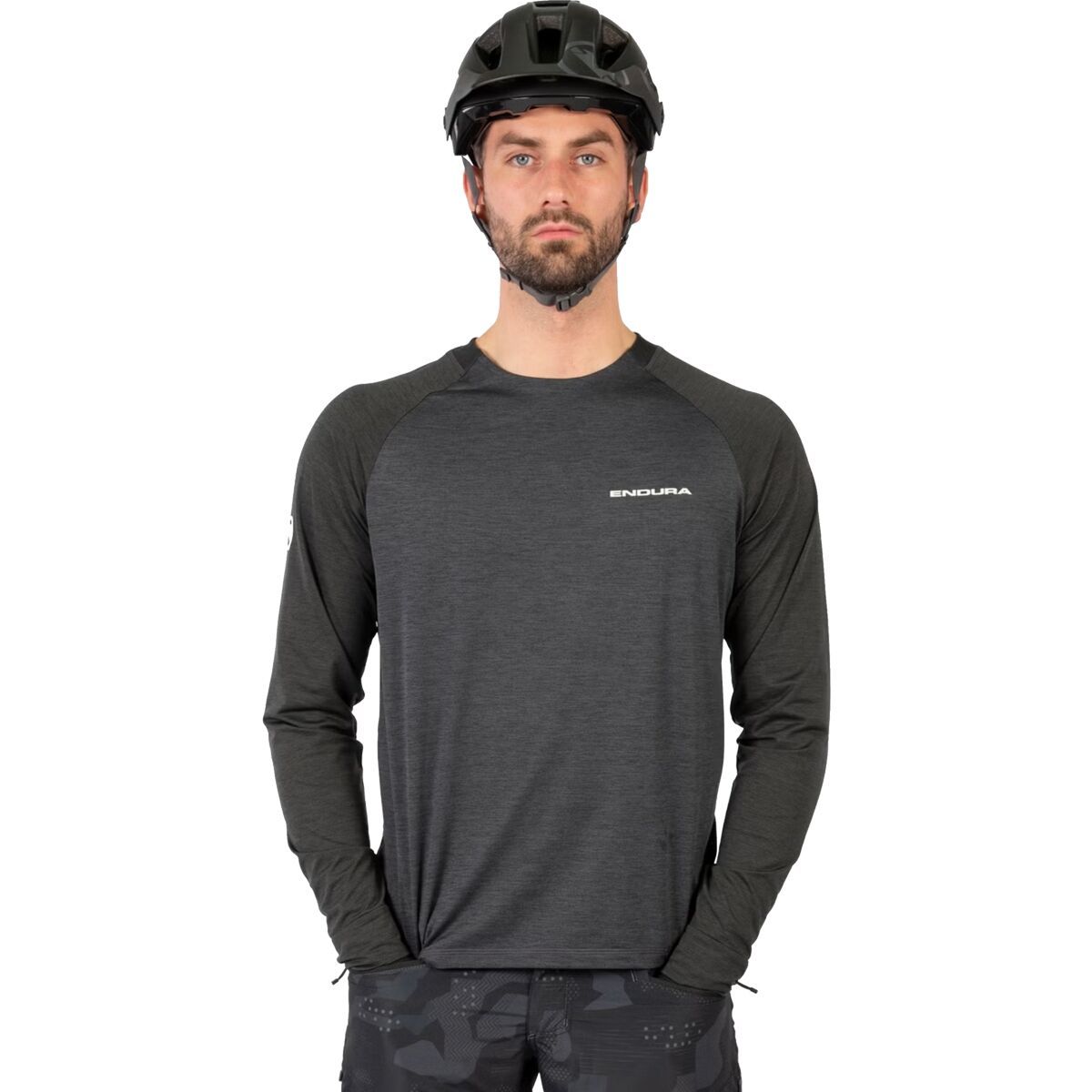 Endura SingleTrack Long-Sleeve Jersey - Men's Pewter Grey, S