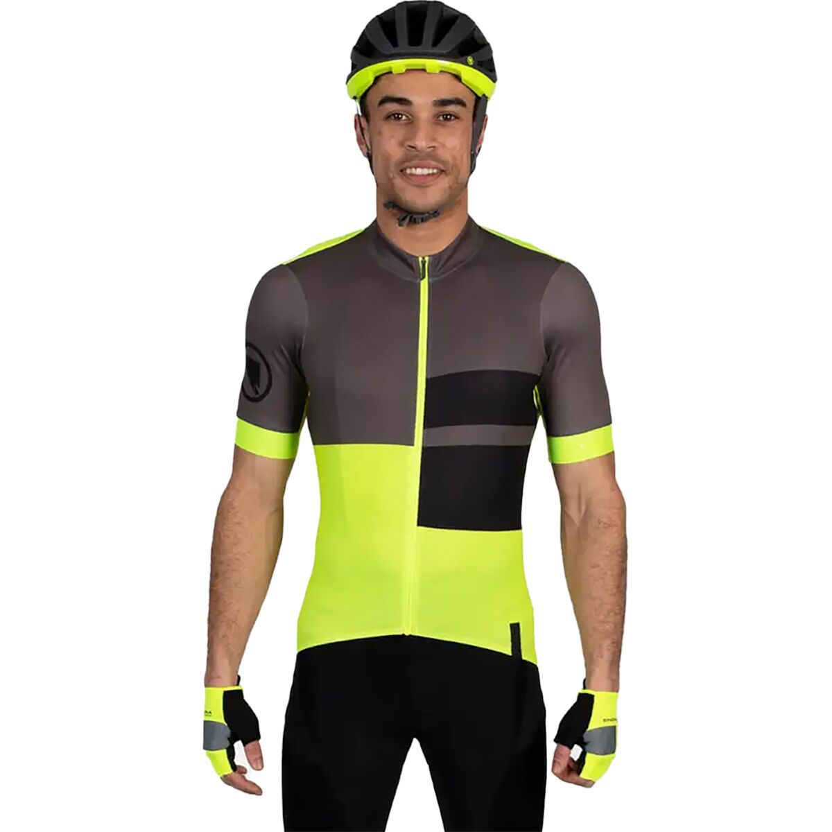 Image of Endura FS260 Print Short-Sleeve Jersey - Men's Hi-Viz Yellow, M