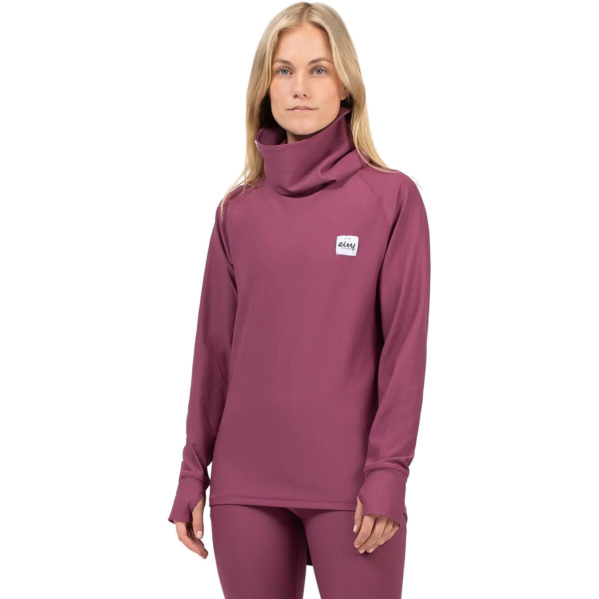 Image of Eivy Icecold Gaiter Rib Top - Women's Pinkgundy, XS