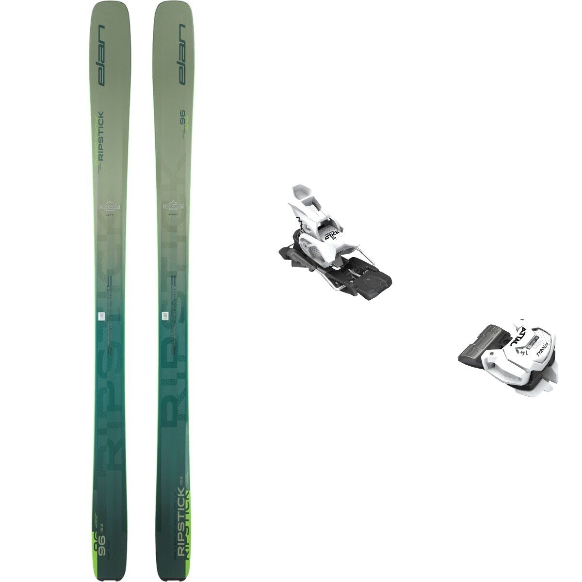 Image of Elan Ripstick 96 Ski + Attack 14 GW Binding - 2026 Grn,Matte White, 182cm,95mm