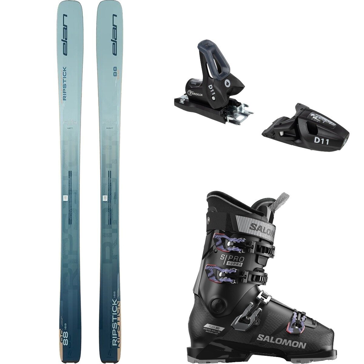 Image of Elan W Ripstick 88 + D11 GW + S/Pro Supra 80 Boot - 2026 Blue,Solid Blk,Blk/Silv Met/Sweet Lav, 161cm,90mm,25.5