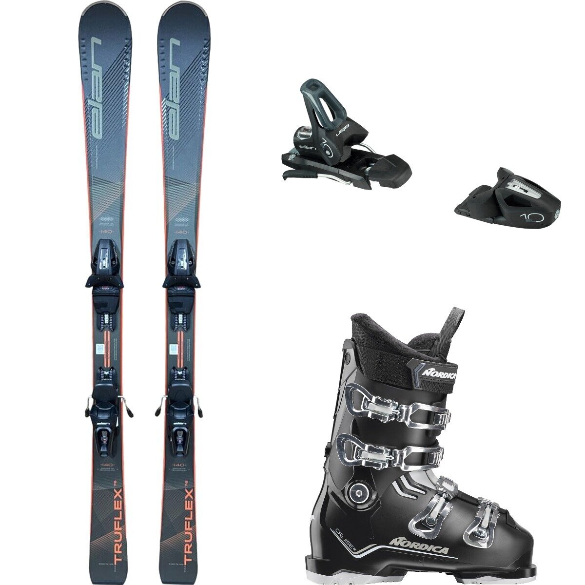 Elan Truflex 76 Ls + El 10 Shift Binding + Cruise Boot - Women's Red/Blk/Sand/Blk, 140cm/22.5/85mm