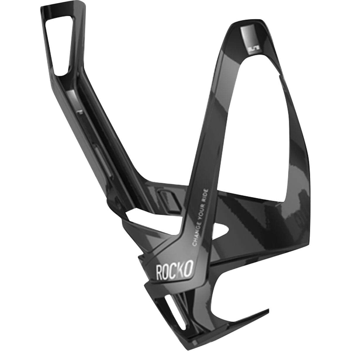 Image of Elite Rocko Carbon Bottle Cage Gloss Black/White, One Size