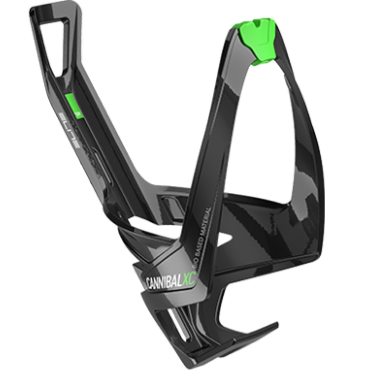 Image of Elite Cannibal XC Bottle Cage Bio Based Gloss Black/Green, One Size