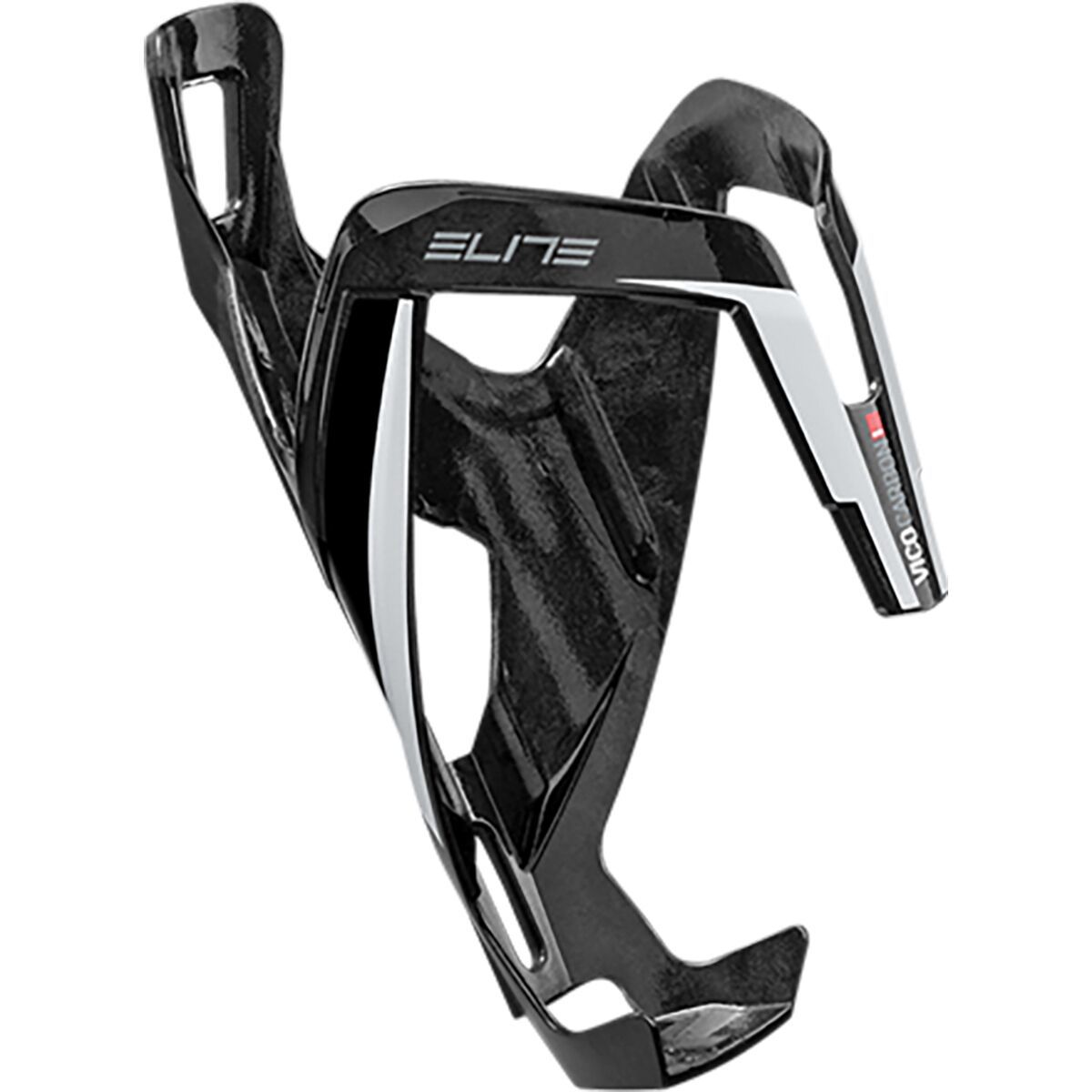 Image of Elite Vico Carbon Bottle Cage Gloss Black/White, One Size