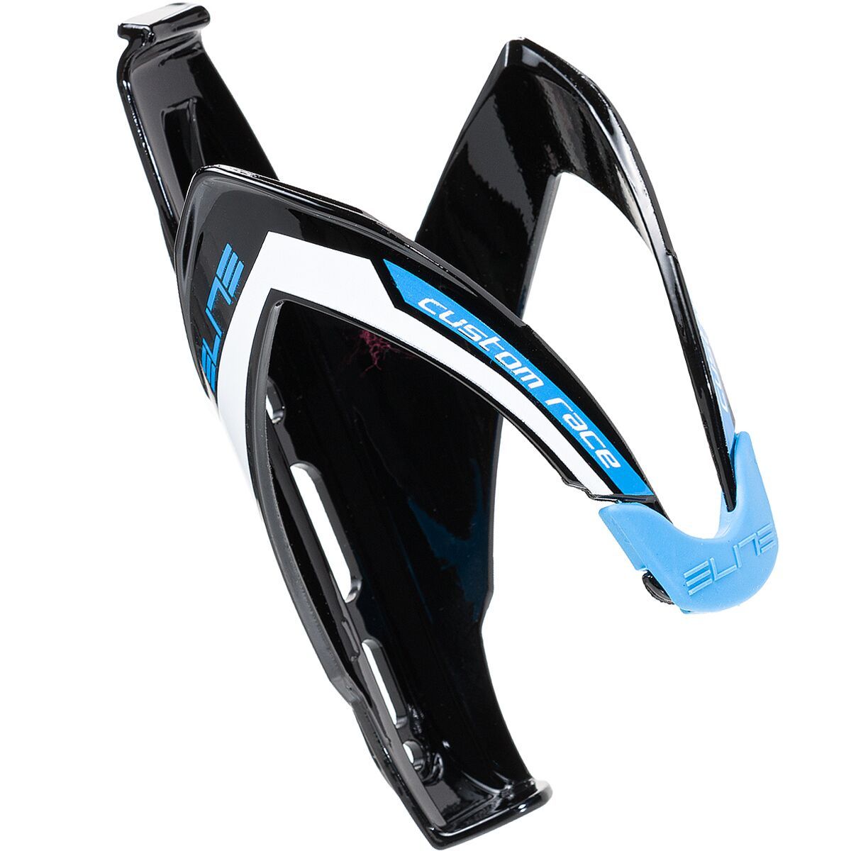 Image of Elite Custom Race Plus Water Bottle Cage Gloss Black/Blue 2, One Size
