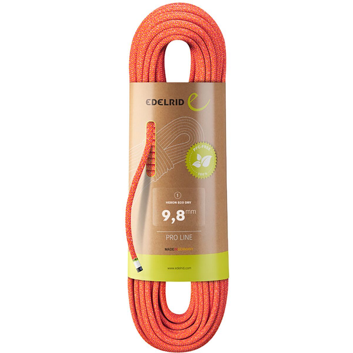 Image of Edelrid Heron Eco Dry Climbing Rope - 9.8mm Fire, 70m