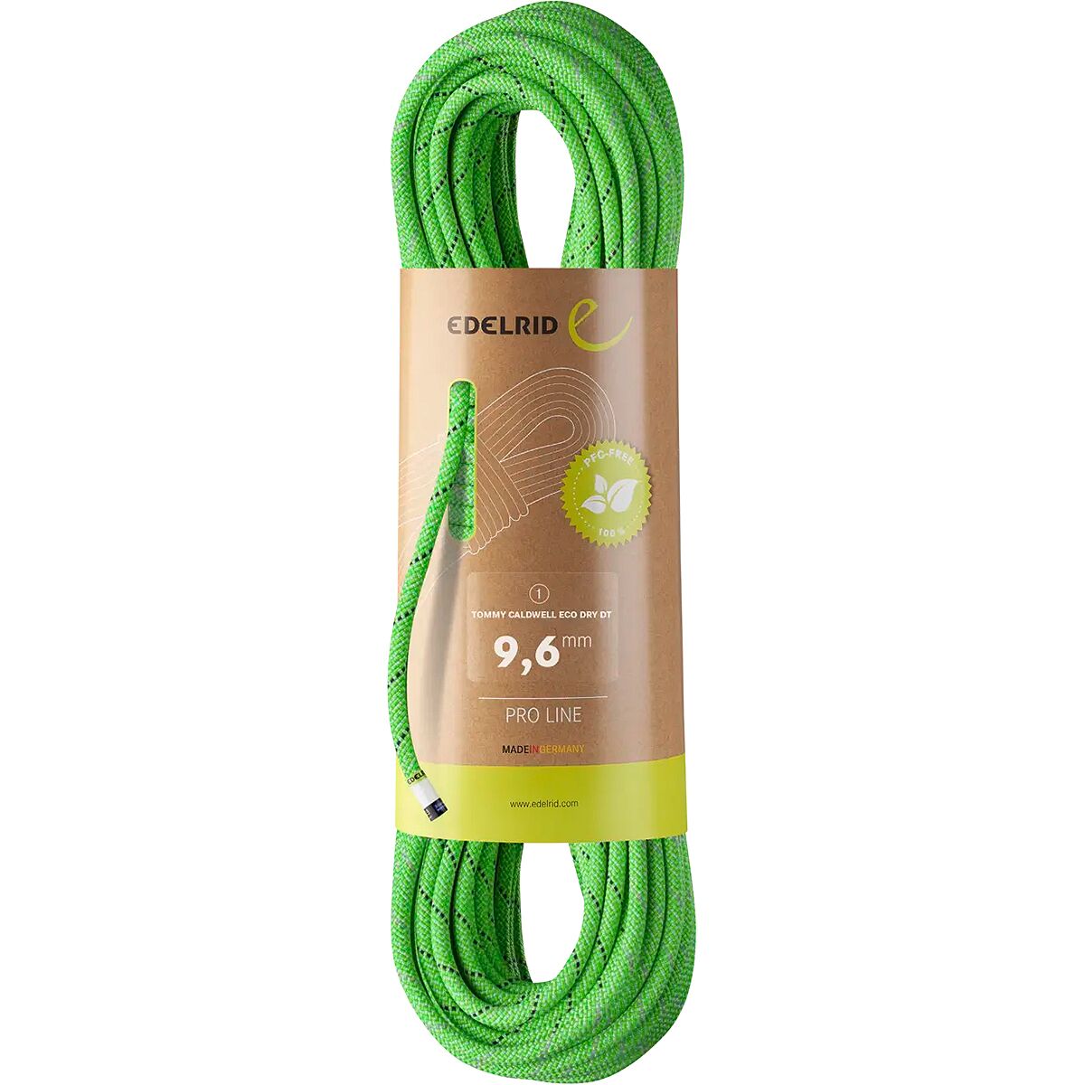 Edelrid Edelrid Tommy Caldwell Eco Dry DuoTec Climbing Rope - 9.6mm Neon Green, 60m