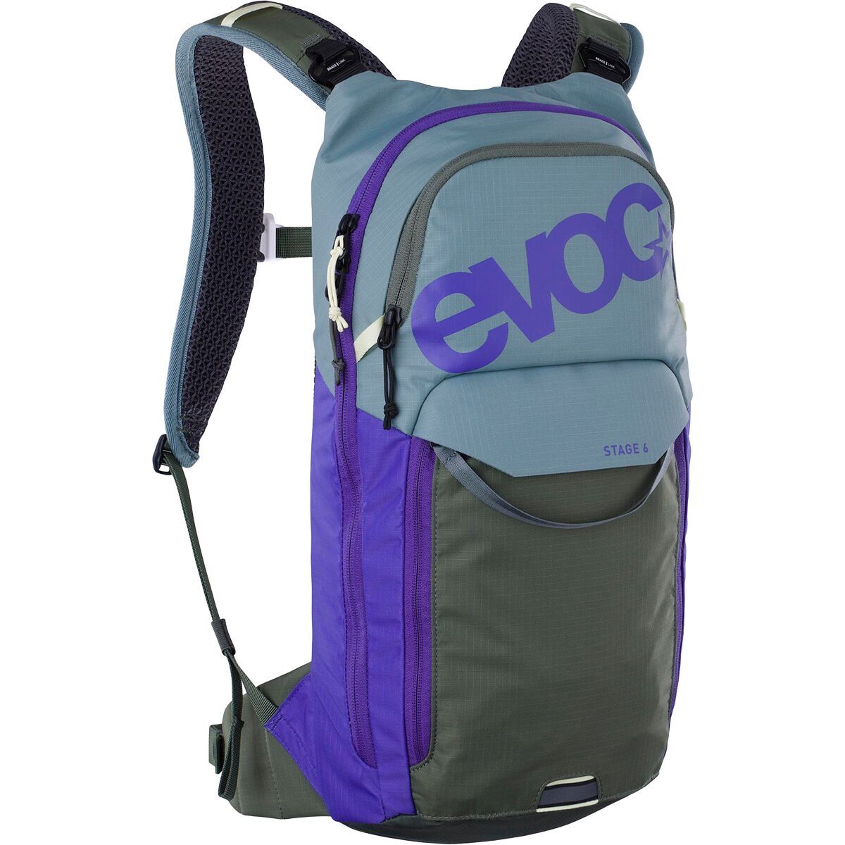 Image of Evoc Stage Technical 6L Backpack Steel/Violet/Dark Olive, 2L Bladder