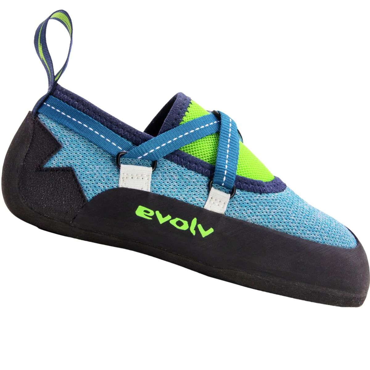 Image of Evolv Venga Climbing Shoe - Kids' Blue/Neon Green, 12.0
