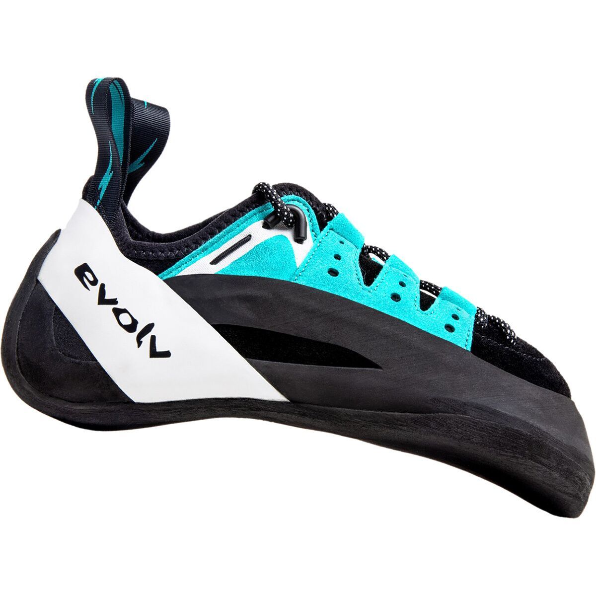 Evolv Geshido Lace Climbing Shoe Black/Teal/White, Mens 7.5/Womens 8.5