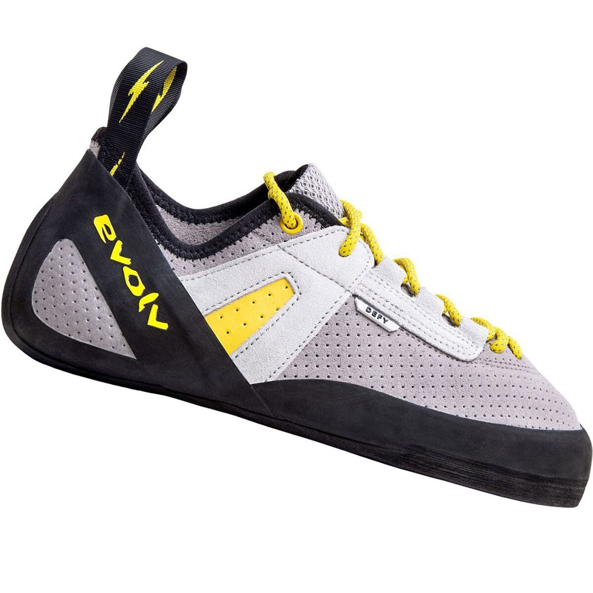Evolv Defy Lace Climbing Shoe Fog Gray  / Banana, Mens 8.0/Womens 9.0