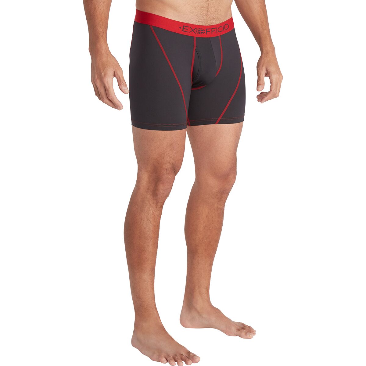 Image of ExOfficio Give-N-Go Sport 2.0 6in Boxer Brief - Men's Black/Scarlet Sage, S