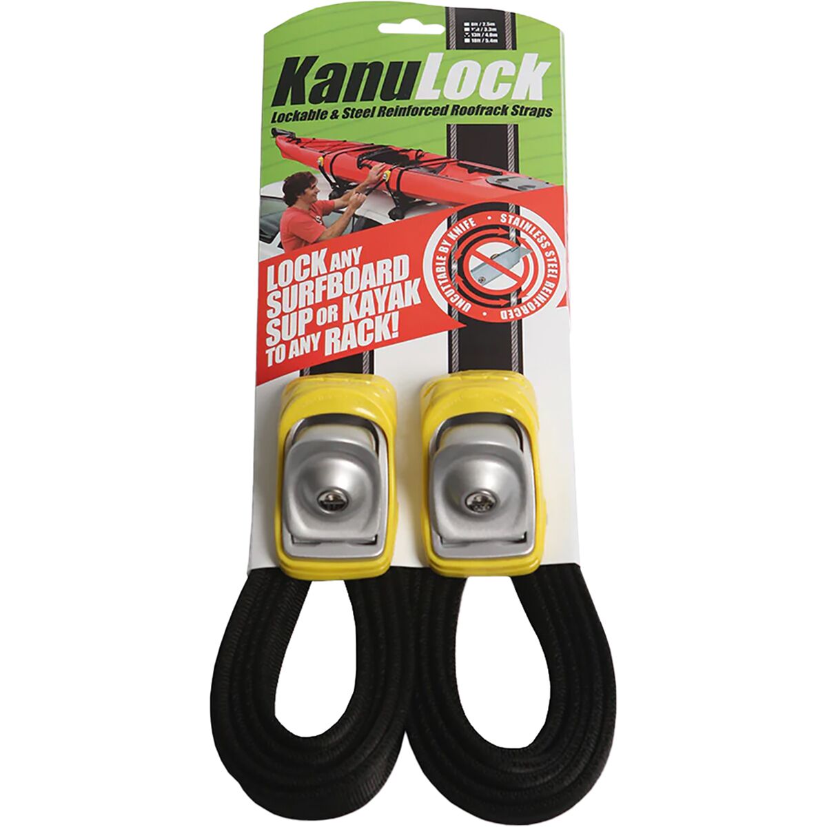 FCS FCS Kanulock Lockable Tiedown Set Yellow, 13ft