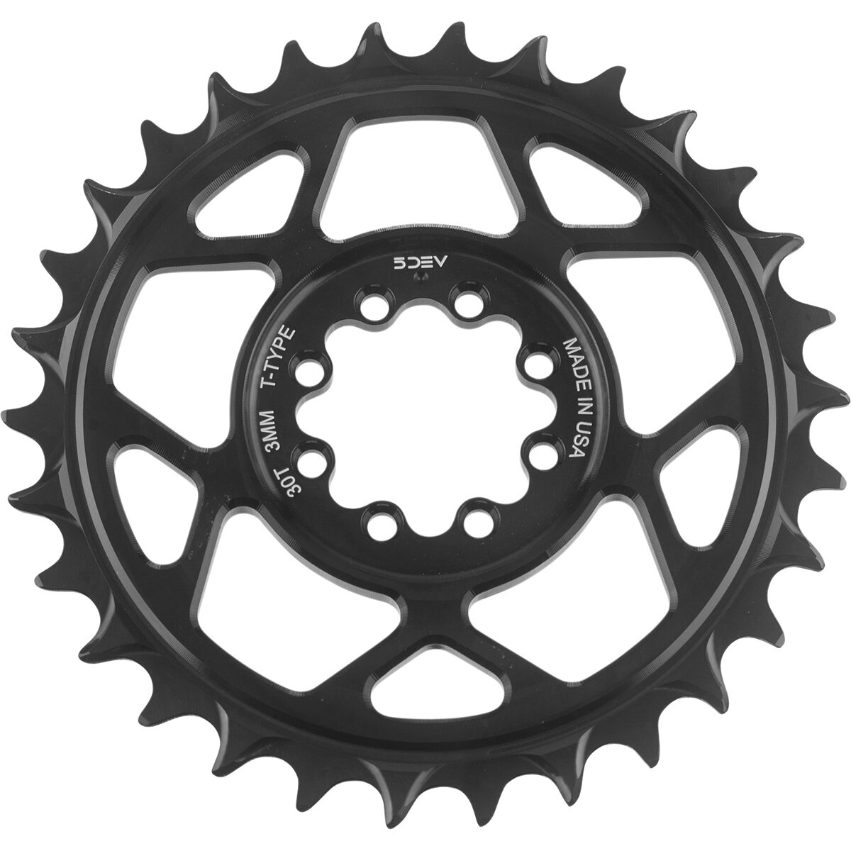 Image of 5DEV T-Type 8-Bolt Chainring Black, 34t, 3mm