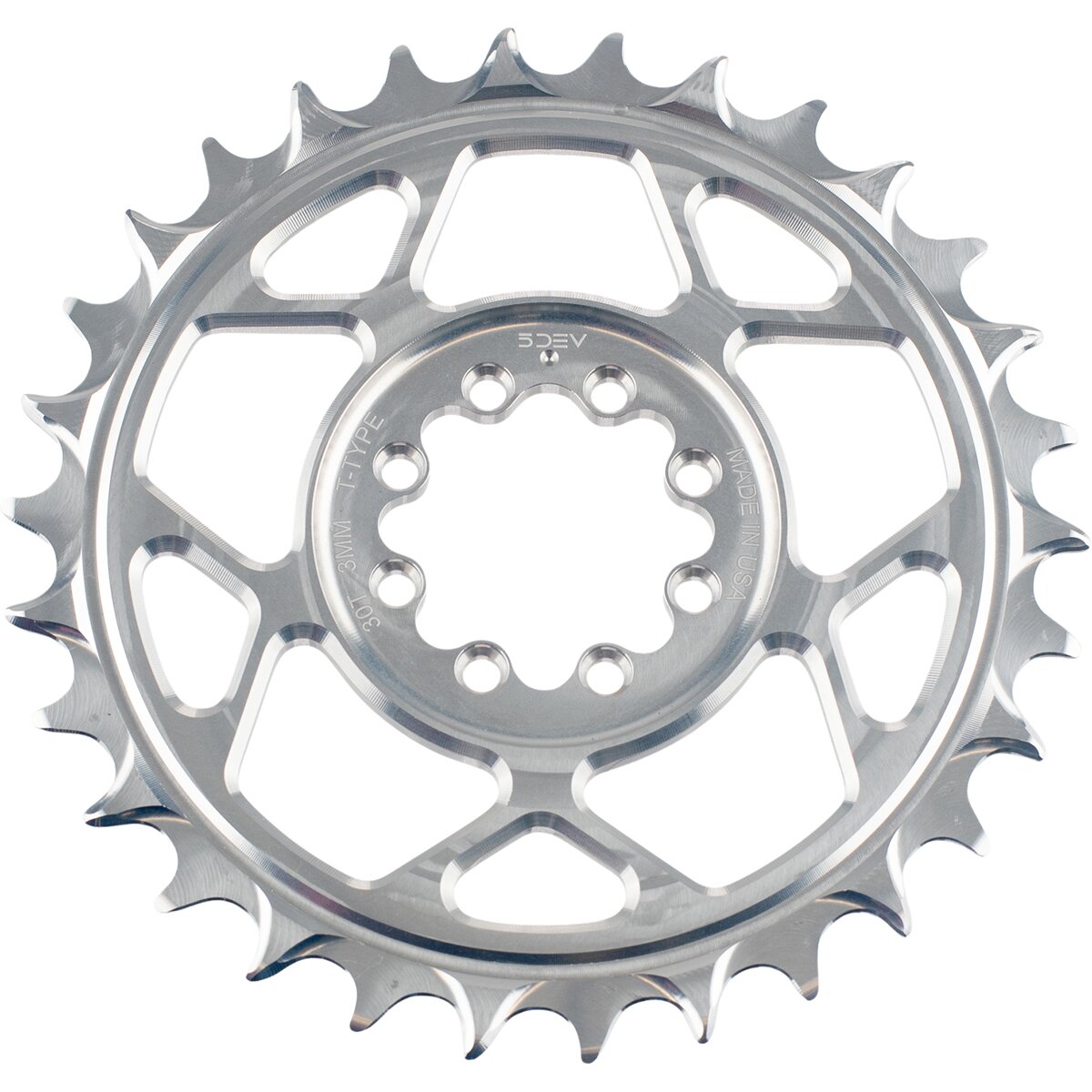Image of 5DEV T-Type 8-Bolt Chainring Raw, 32t, 3mm