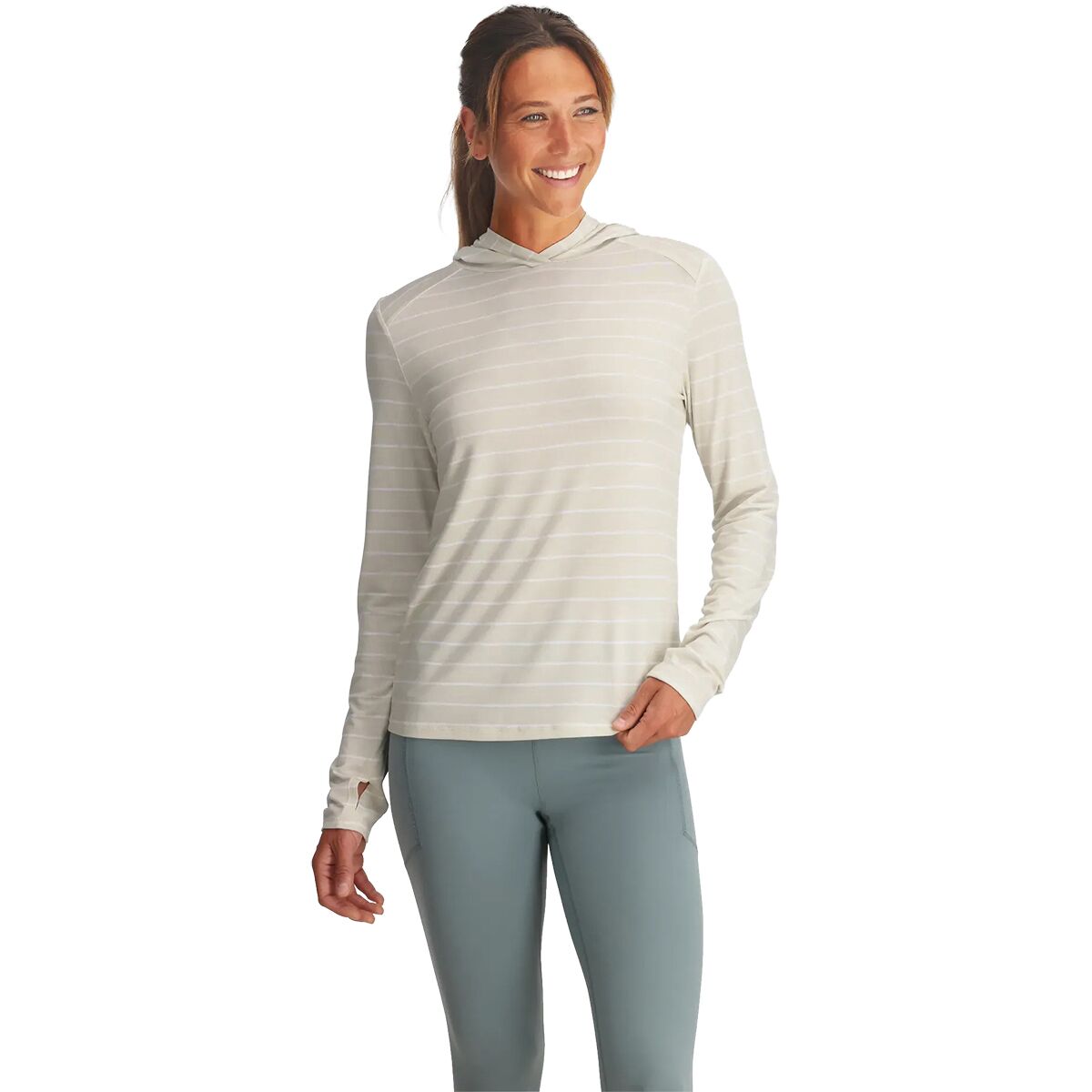 Image of Free Fly Shade II Hoodie - Women's Dash Stripe Birch, XL