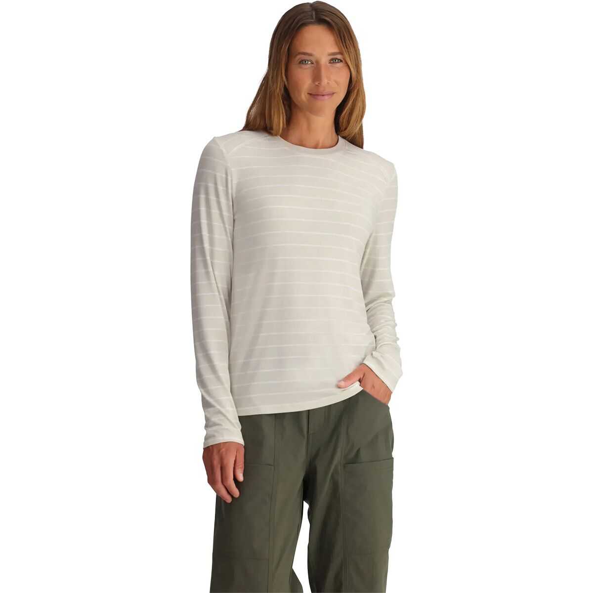 Image of Free Fly Shade II Long-Sleeve Shirt - Women's Dash Stripe Birch, L