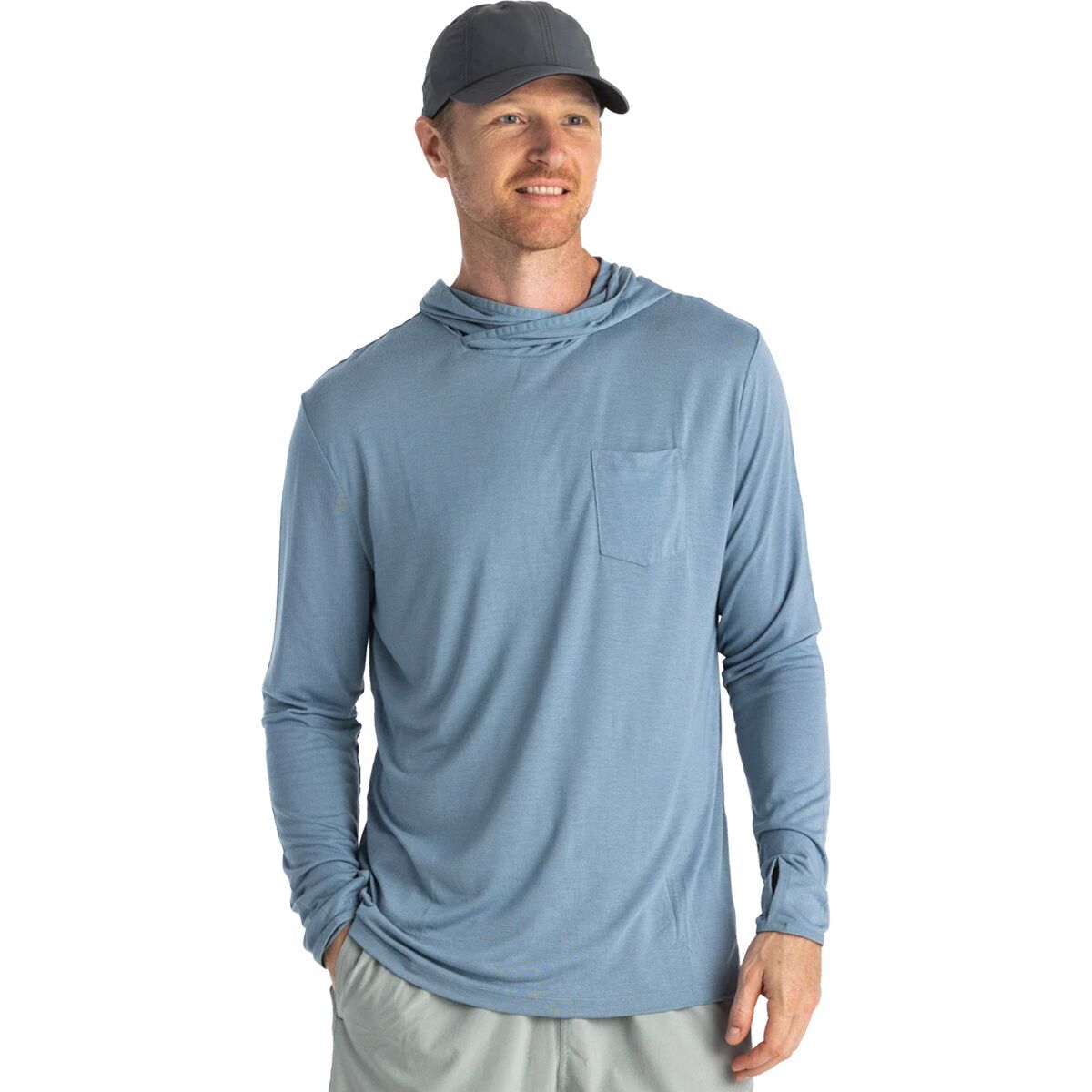 Image of Free Fly Lightweight Hoodie - Men's Blue Fog, S
