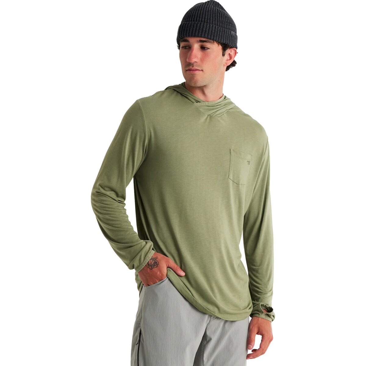 Image of Free Fly Lightweight Hoodie - Men's Oil Green, L