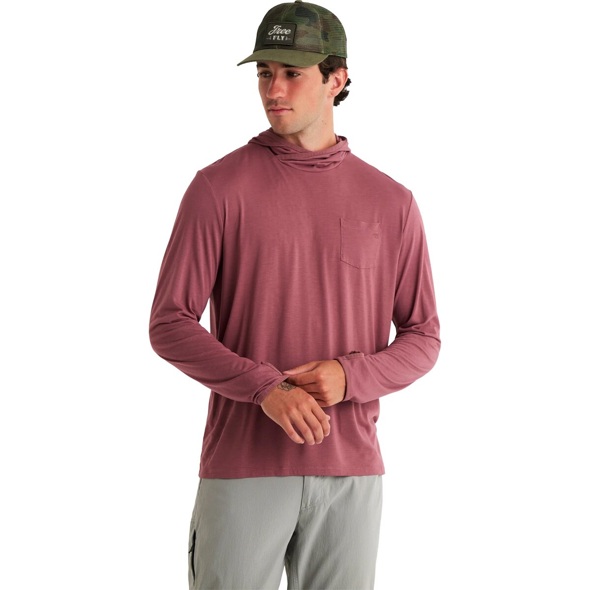 Image of Free Fly Lightweight Hoodie - Men's Plum, M