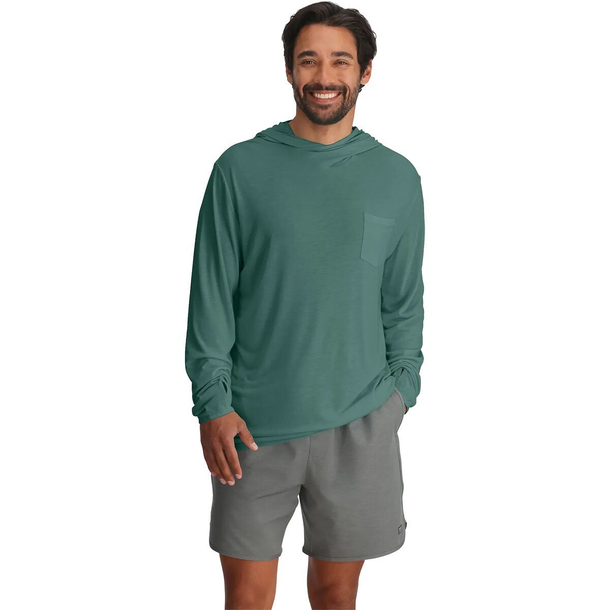 Image of Free Fly Lightweight Hoodie - Men's Sea Pine, L