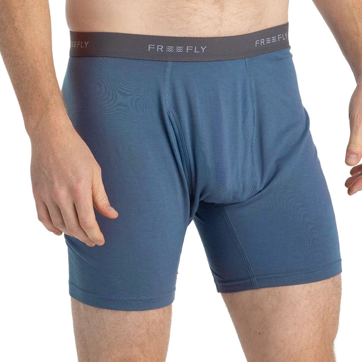 Image of Free Fly Bamboo Motion Boxer Brief - Men's Slate Blue, M