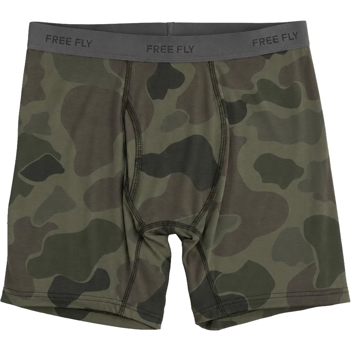 Image of Free Fly Bamboo Motion Boxer Brief - Men's Vintage Camo Oil Green, M