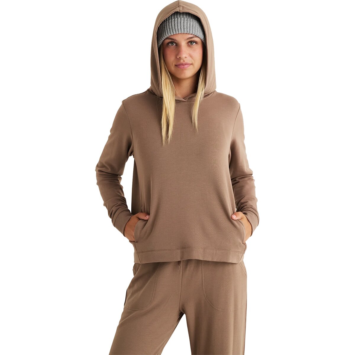 Image of Free Fly Lightweight Fleece Cropped Hoodie - Women's Fossil, XS