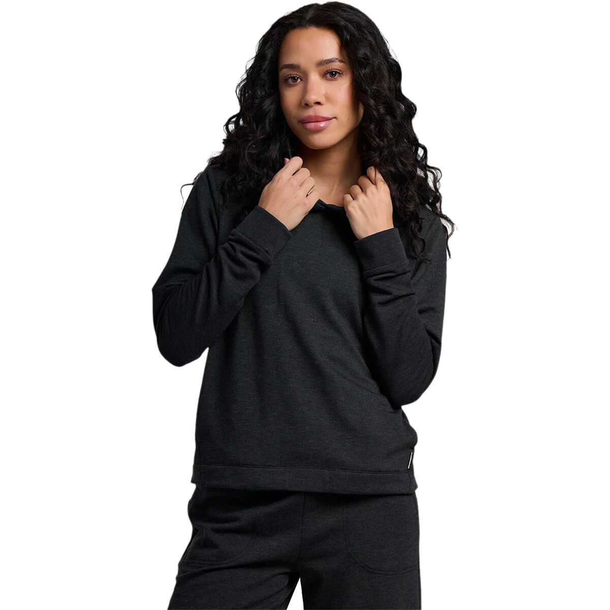 Image of Free Fly Lightweight Fleece Cropped Hoodie - Women's Heather Black, L