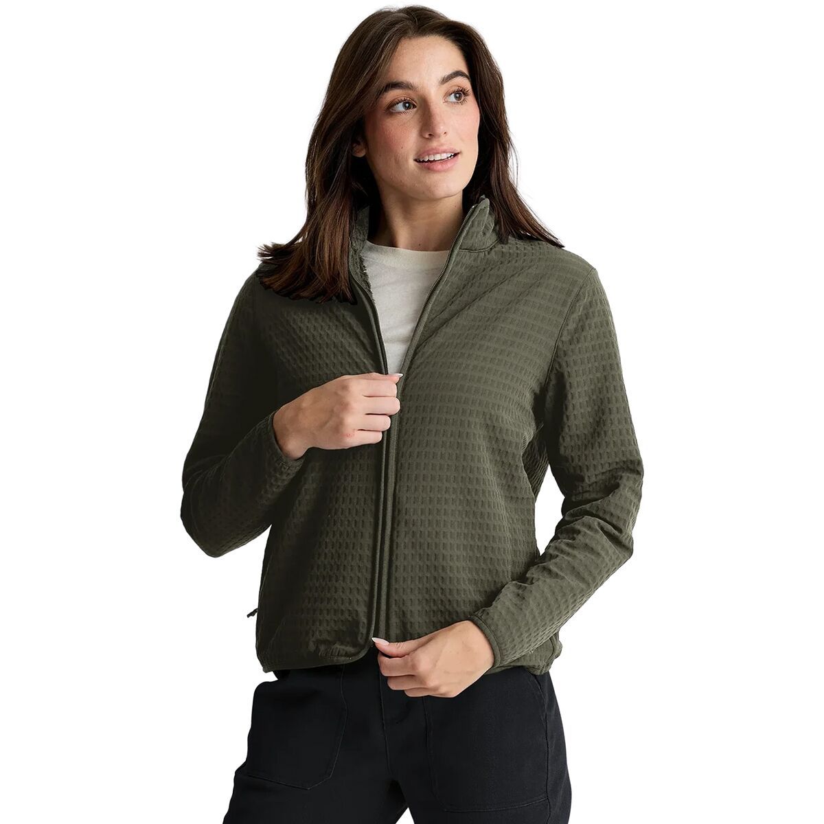 Image of Free Fly Gridback Fleece Jacket - Women's Dark Forest, XL