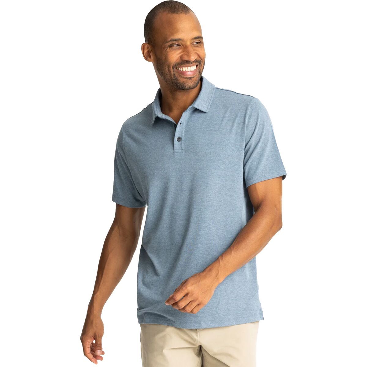Image of Free Fly Bamboo Flex Polo II Shirt - Men's Heather Deepwater, M