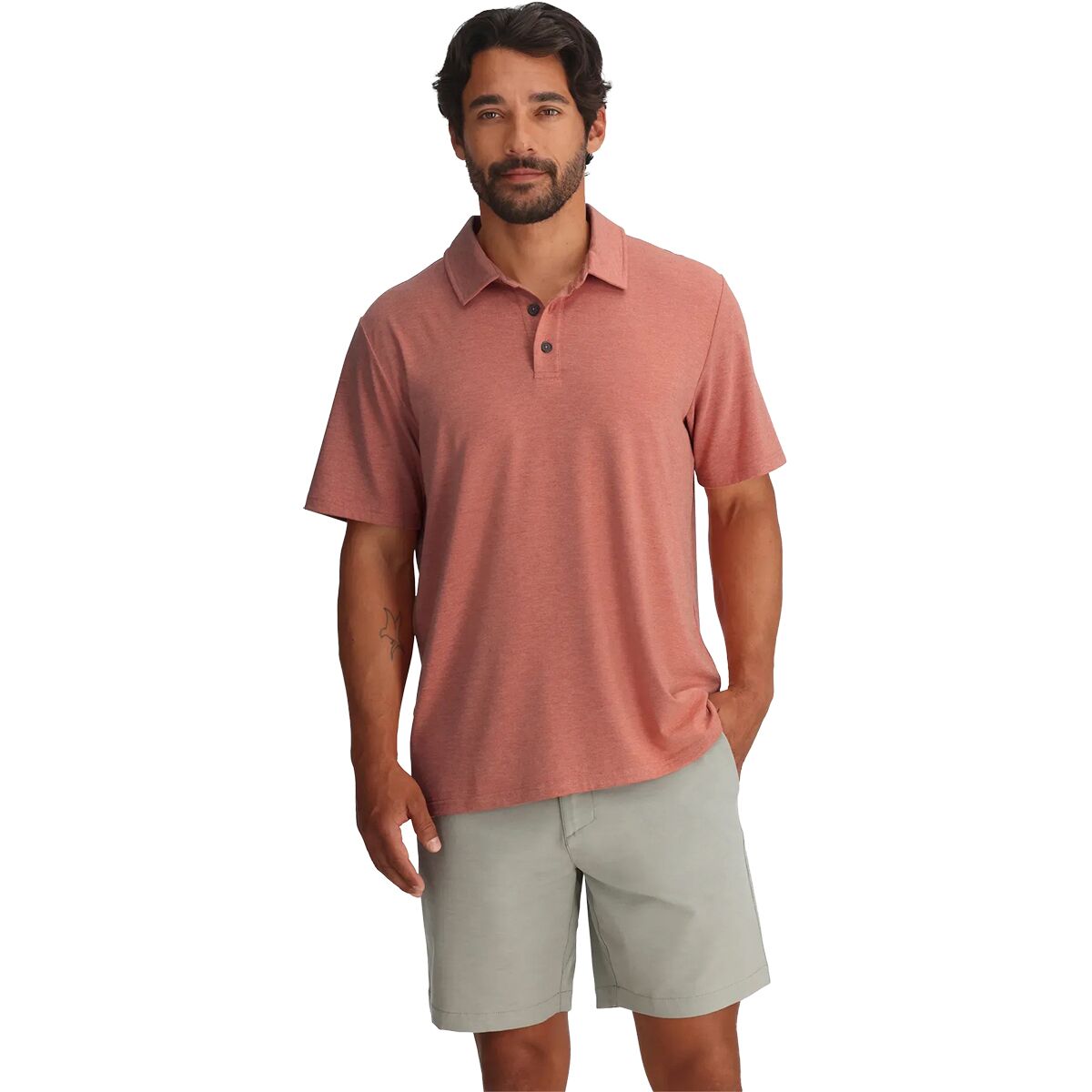 Image of Free Fly Bamboo Flex Polo II Shirt - Men's Heather Red Clay, M