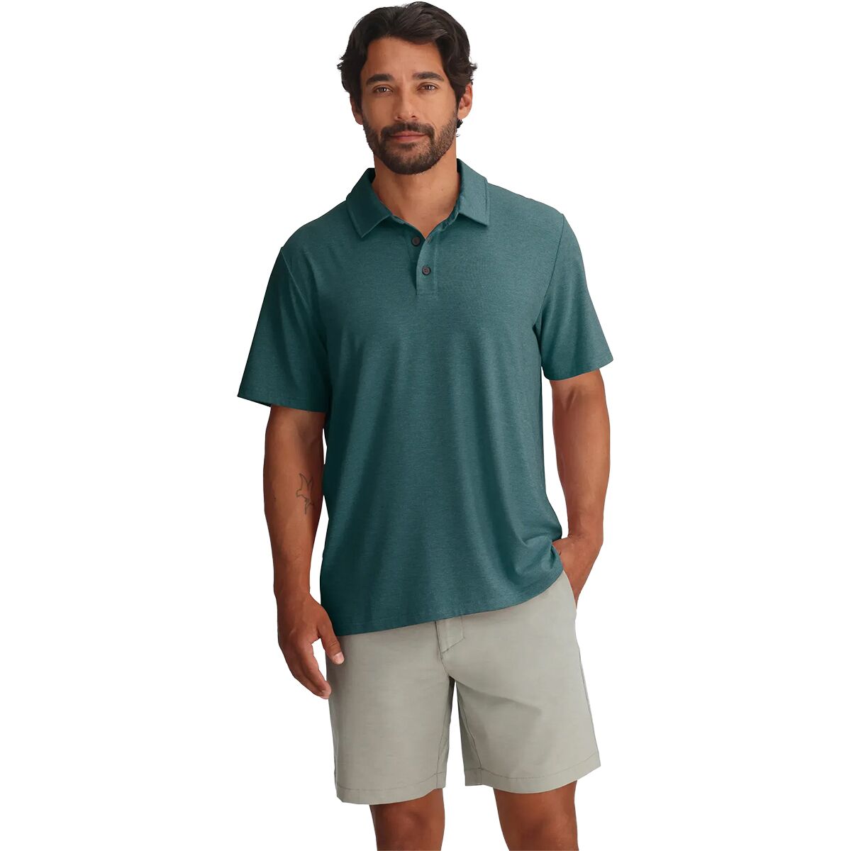 Image of Free Fly Bamboo Flex Polo II Shirt - Men's Heather Sea Pine, M